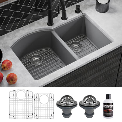 Stonera 32" Quartz Composite Undermount Double Basin Kitchen Sink