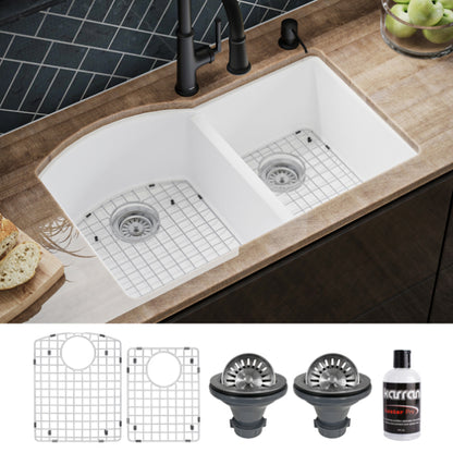 Stonera 32" Quartz Composite Undermount Double Basin Kitchen Sink