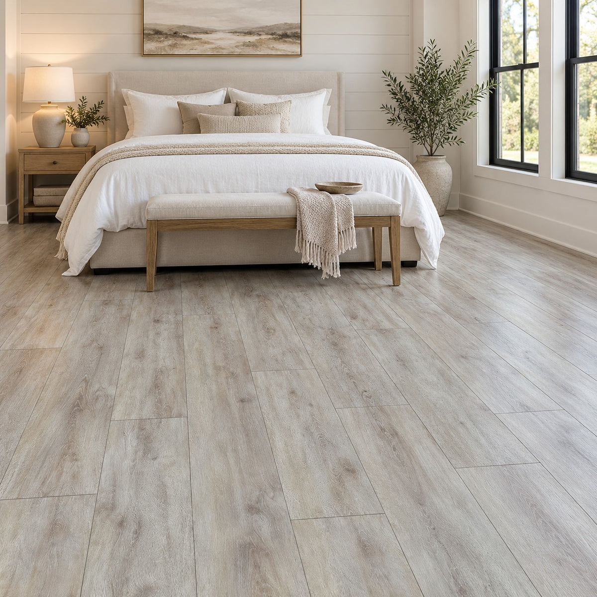 825-1 LVP Glue Down Flooring installed in a bedroom