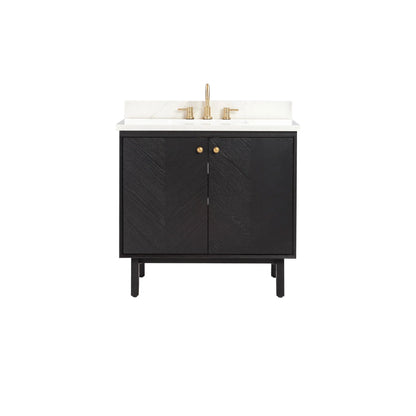 Adele 36" Freestanding Bathroom Vanity with Calacatta White Quartz Top and Vitreous China Undermount Sink