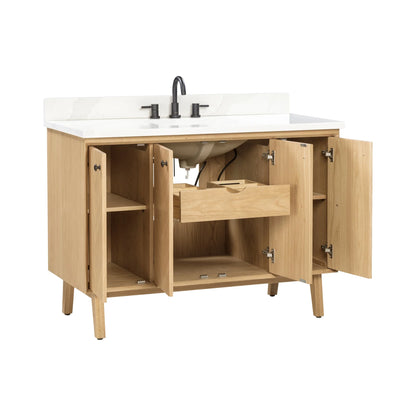 Adele 48" Freestanding Bathroom Vanity with Calacatta White Quartz Top and Vitreous China Undermount Sink