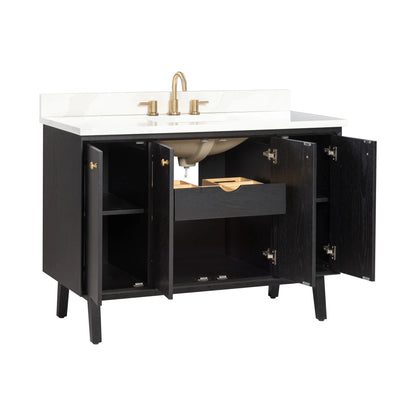 Adele 48" Freestanding Bathroom Vanity with Calacatta White Quartz Top and Vitreous China Undermount Sink