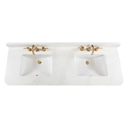 Adele 60" Freestanding Bathroom Vanity with Calacatta White Quartz Top and Vitreous China Undermount Sinks