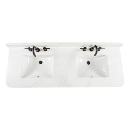 Adele 60" Freestanding Bathroom Vanity with Calacatta White Quartz Top and Vitreous China Undermount Sinks