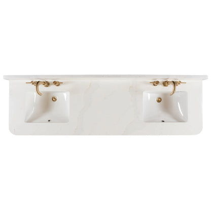 Adele 72" Freestanding Bathroom Vanity with Calacatta White Quartz Top and Vitreous China Undermount Sinks