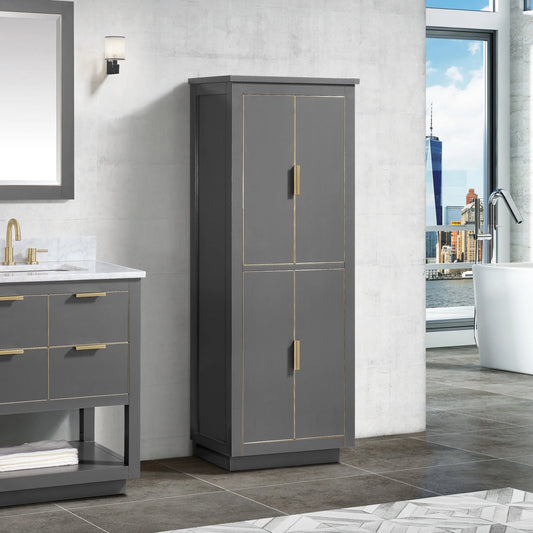 Allie 24 inch freestanding linen cabinet in solid wood, up to 22 inch depth