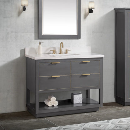 Allie 36" Freestanding Bathroom Vanity with Stone Top and Vitreous China Undermount Sink