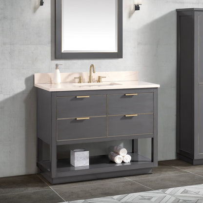 Allie 42" Freestanding Bathroom Vanity with Stone Top and Vitreous China Undermount Sink