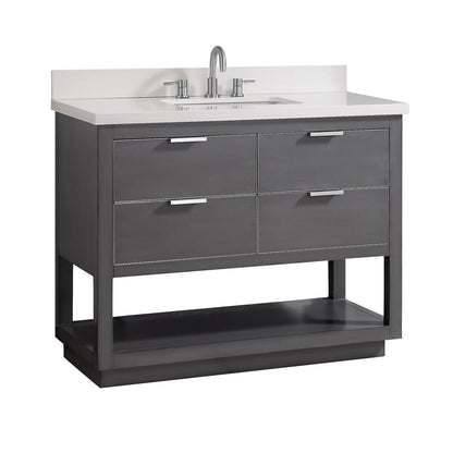 Allie 42" Freestanding Bathroom Vanity with Stone Top and Vitreous China Undermount Sink