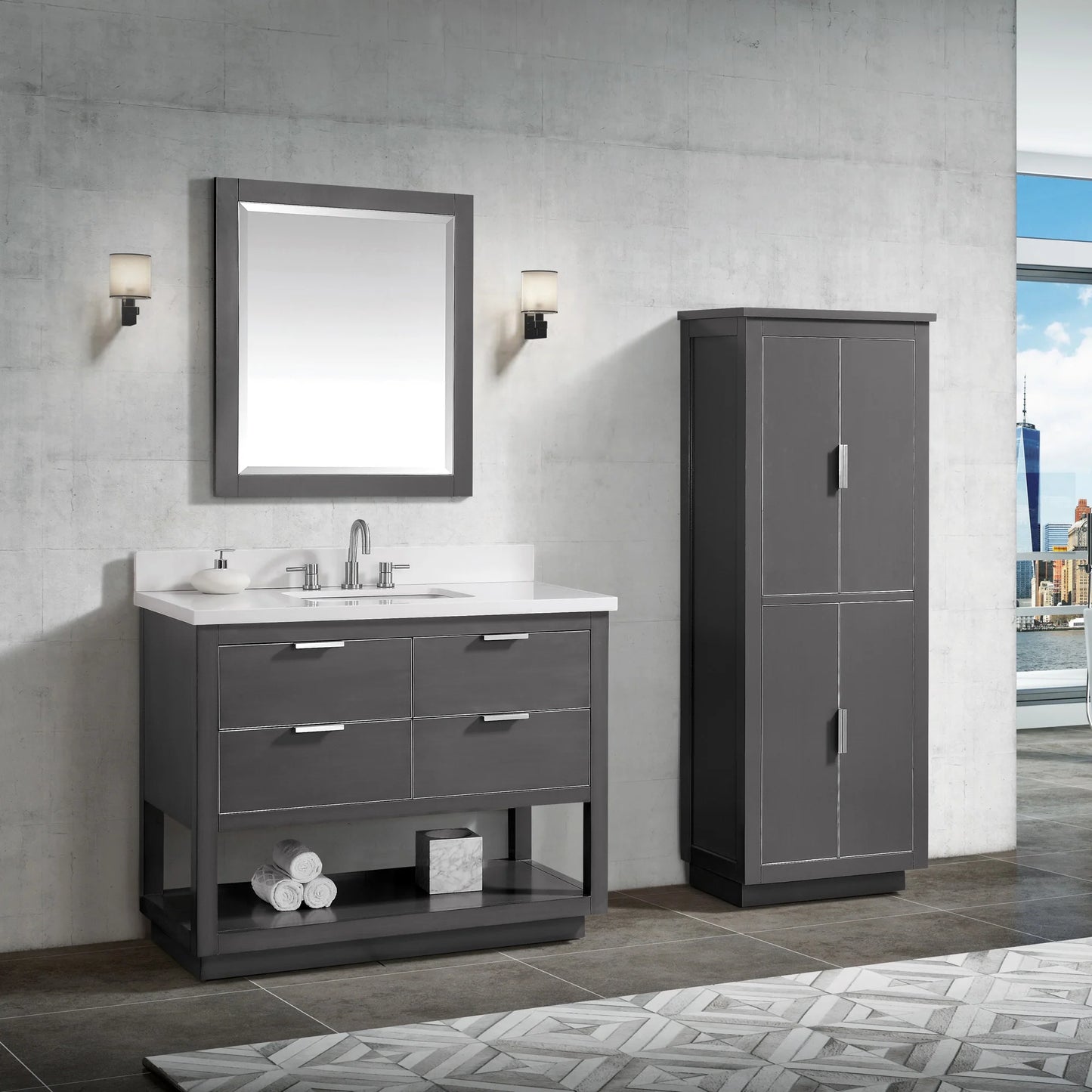 Allie 42" Freestanding Bathroom Vanity with Stone Top and Vitreous China Undermount Sink