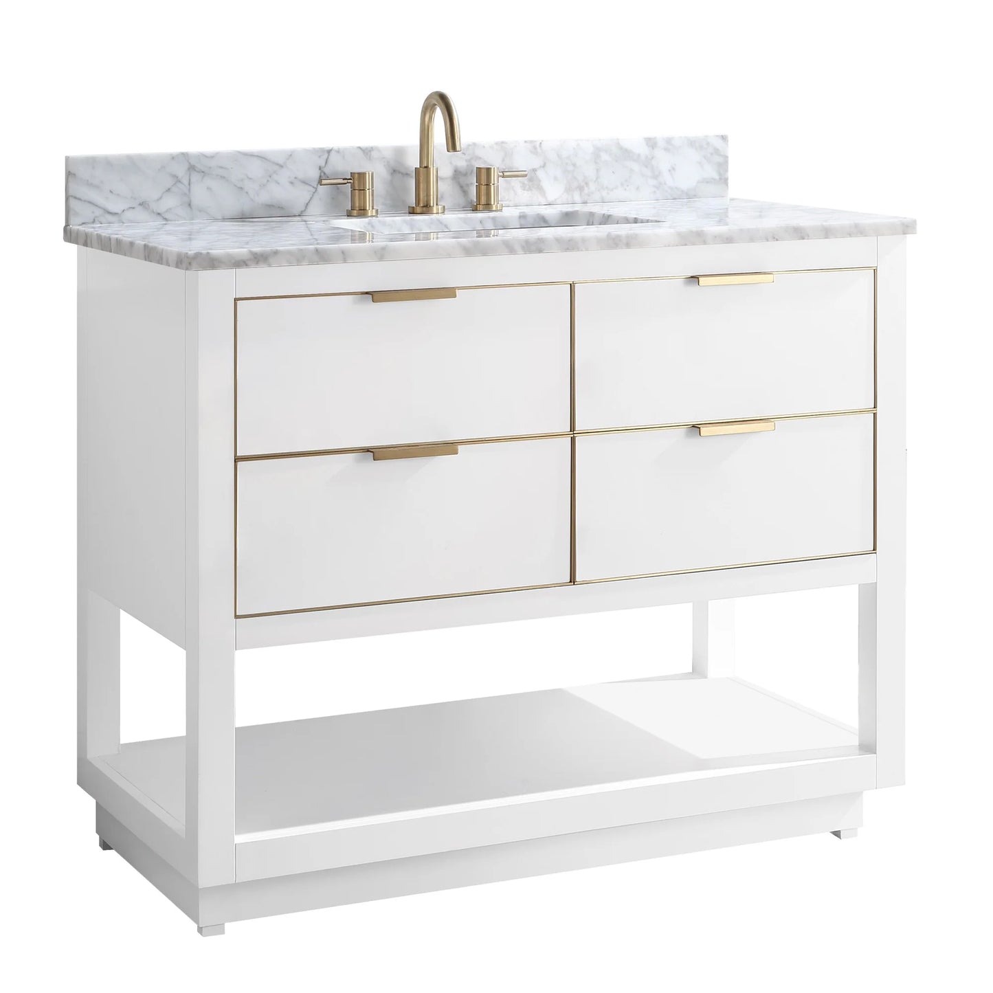 Allie 42" Freestanding Bathroom Vanity with Stone Top and Vitreous China Undermount Sink