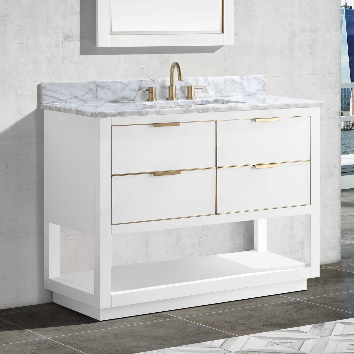 Allie 42" Freestanding Bathroom Vanity with Stone Top and Vitreous China Undermount Sink