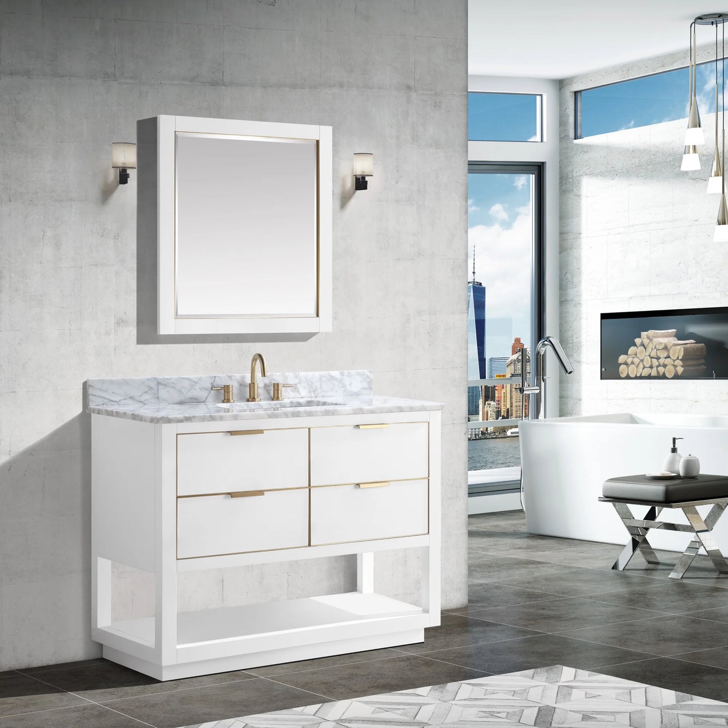 Allie 42" Freestanding Bathroom Vanity with Stone Top and Vitreous China Undermount Sink
