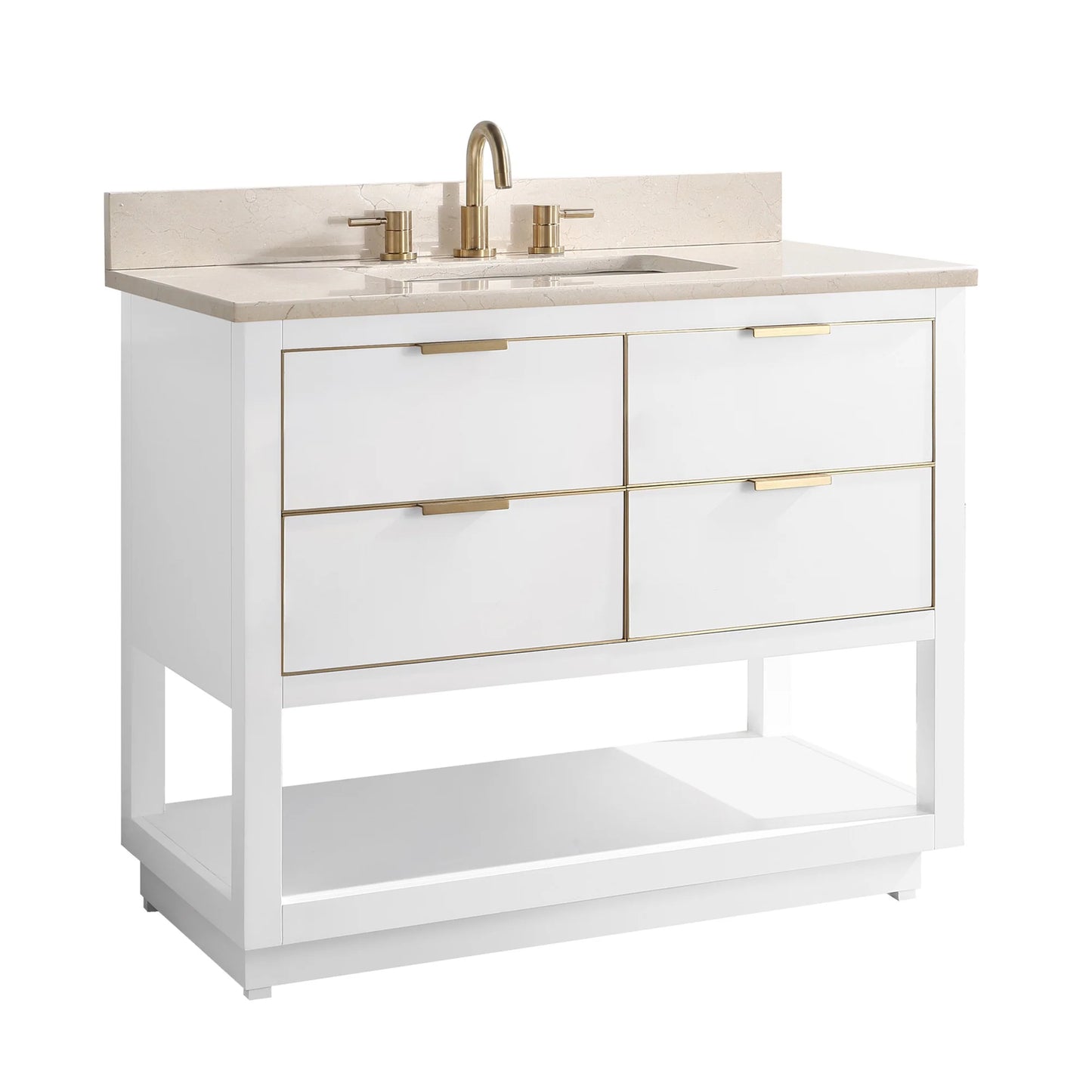 Allie 42" Freestanding Bathroom Vanity with Stone Top and Vitreous China Undermount Sink