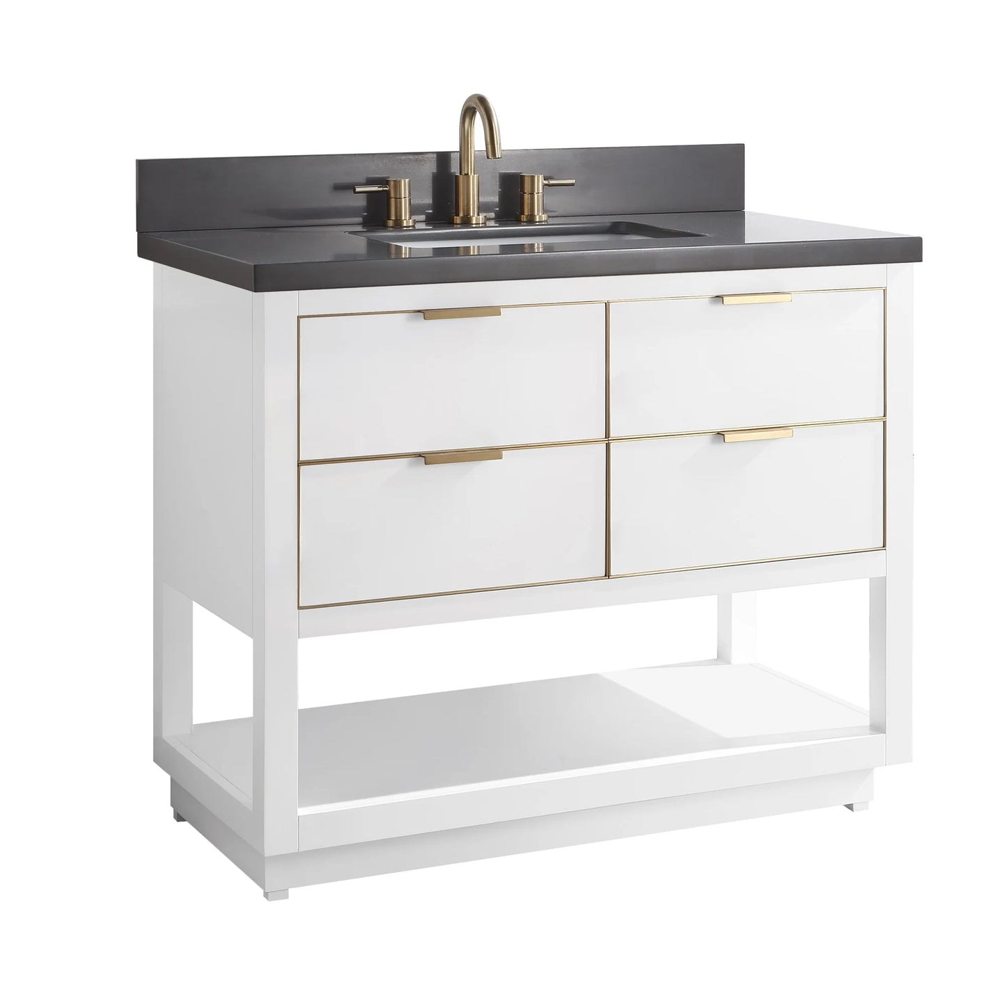 Allie 42" Freestanding Bathroom Vanity with Stone Top and Vitreous China Undermount Sink