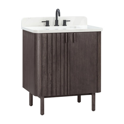 Blakely 30" Freestanding Bathroom Vanity with Calacatta White Quartz Top and Vitreous China Undermount Sink