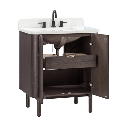 Blakely 30" Freestanding Bathroom Vanity with Calacatta White Quartz Top and Vitreous China Undermount Sink