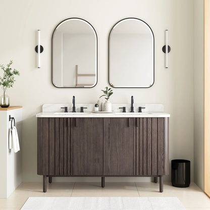 Blakely 60" Freestanding Bathroom Vanity with Calacatta White Quartz Top and Vitreous China Undermount Sinks