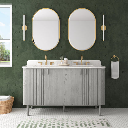Blakely 60" Freestanding Bathroom Vanity with Calacatta White Quartz Top and Vitreous China Undermount Sinks
