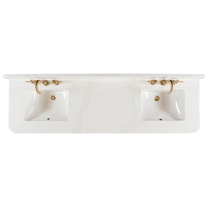 Blakely 72" Freestanding Bathroom Vanity with Calacatta White Quartz Top and Vitreous China Undermount Sinks