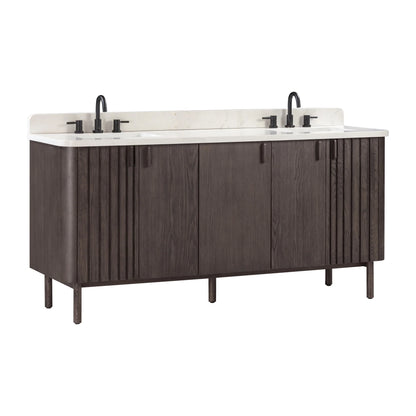 Blakely 72" Freestanding Bathroom Vanity with Calacatta White Quartz Top and Vitreous China Undermount Sinks