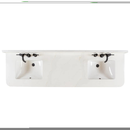 Blakely 72" Freestanding Bathroom Vanity with Calacatta White Quartz Top and Vitreous China Undermount Sinks