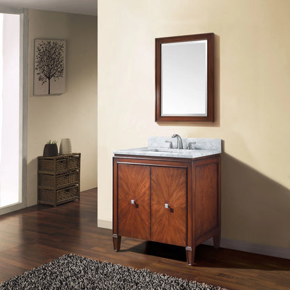 Brentwood 31" Freestanding Bathroom Vanity with Carrara White Natural Marble Top and Vitreous China Undermount Sink