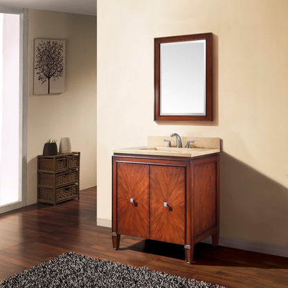 Brentwood 31" Freestanding Bathroom Vanity with Carrara White Natural Marble Top and Vitreous China Undermount Sink