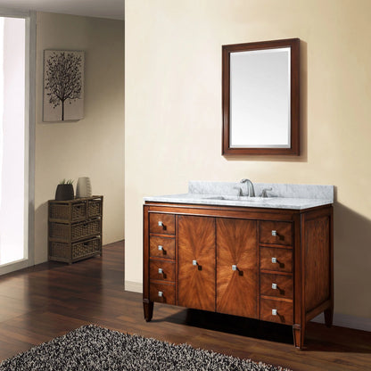 Brentwood 49" Freestanding Bathroom Vanity with Carrara White Natural Marble Top and Vitreous China Undermount Sink