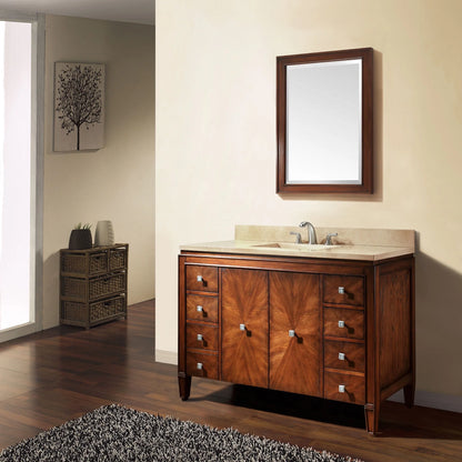 Brentwood 49" Freestanding Bathroom Vanity with Carrara White Natural Marble Top and Vitreous China Undermount Sink