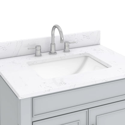 Bristol 30" Freestanding Bathroom Vanity with Stone Top and Vitreous China Undermount Sink
