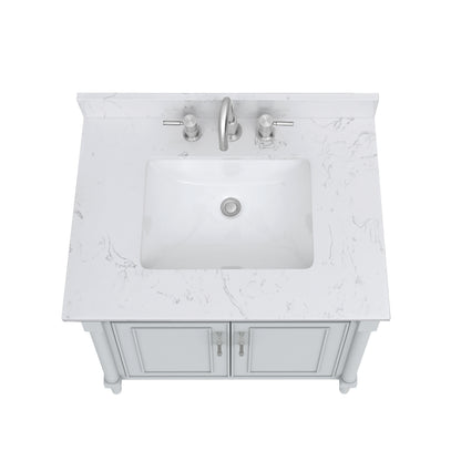 Bristol 30" Freestanding Bathroom Vanity with Stone Top and Vitreous China Undermount Sink