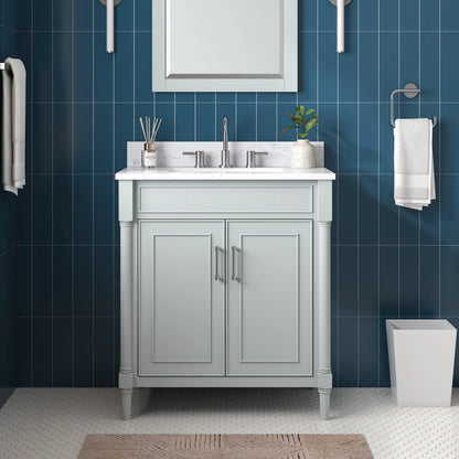 Bristol 30" Freestanding Bathroom Vanity with Stone Top and Vitreous China Undermount Sink