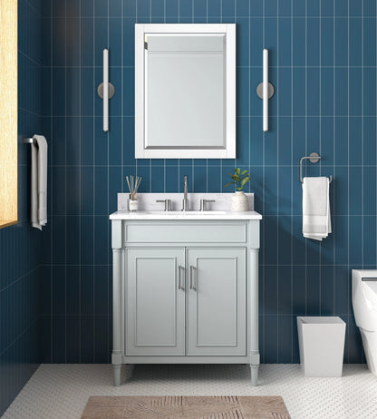 Bristol 30" Freestanding Bathroom Vanity with Stone Top and Vitreous China Undermount Sink