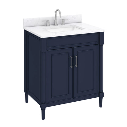 Bristol 30" Freestanding Bathroom Vanity with Stone Top and Vitreous China Undermount Sink