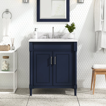 Bristol 30" Freestanding Bathroom Vanity with Stone Top and Vitreous China Undermount Sink