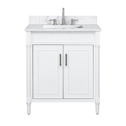Bristol 30" Freestanding Bathroom Vanity with Stone Top and Vitreous China Undermount Sink