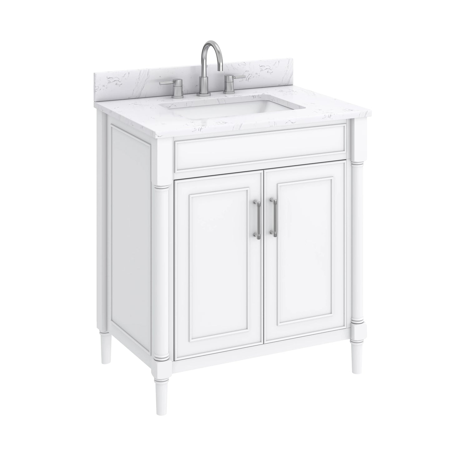 Bristol 30" Freestanding Bathroom Vanity with Stone Top and Vitreous China Undermount Sink