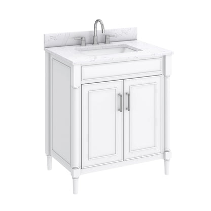 Bristol 30" Freestanding Bathroom Vanity with Stone Top and Vitreous China Undermount Sink