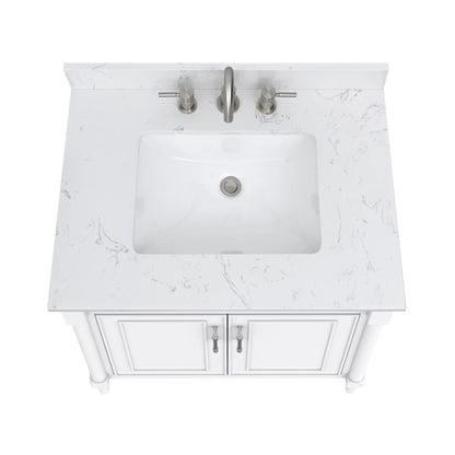Bristol 30" Freestanding Bathroom Vanity with Stone Top and Vitreous China Undermount Sink