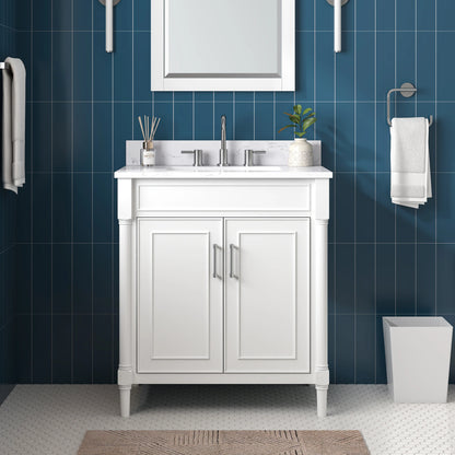 Bristol 30" Freestanding Bathroom Vanity with Stone Top and Vitreous China Undermount Sink