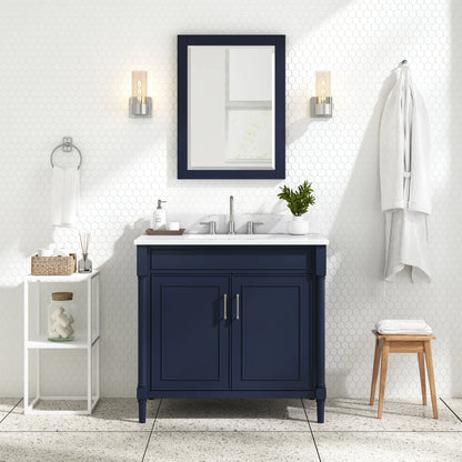 Bristol 36" Freestanding Bathroom Vanity with Stone Top and Vitreous China Undermount Sink