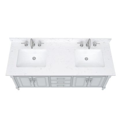 Bristol 60" Freestanding Bathroom Vanity with Stone Top and Vitreous China Undermount Sinks
