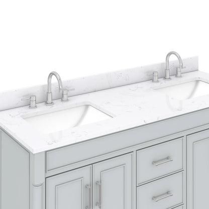 Bristol 60" Freestanding Bathroom Vanity with Stone Top and Vitreous China Undermount Sinks