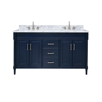 Bristol 60" Freestanding Bathroom Vanity with Stone Top and Vitreous China Undermount Sinks