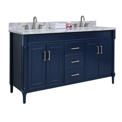 Bristol 60" Freestanding Bathroom Vanity with Stone Top and Vitreous China Undermount Sinks