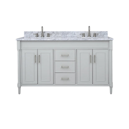 Bristol 60" Freestanding Bathroom Vanity with Stone Top and Vitreous China Undermount Sinks