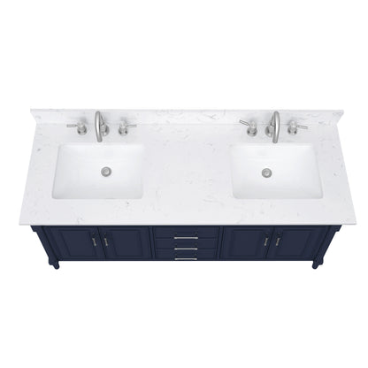 Bristol 60" Freestanding Bathroom Vanity with Stone Top and Vitreous China Undermount Sinks