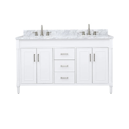 Bristol 60" Freestanding Bathroom Vanity with Stone Top and Vitreous China Undermount Sinks