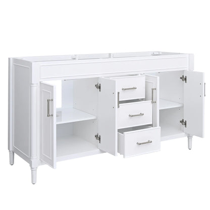 Bristol 60" Freestanding Bathroom Vanity with Stone Top and Vitreous China Undermount Sinks